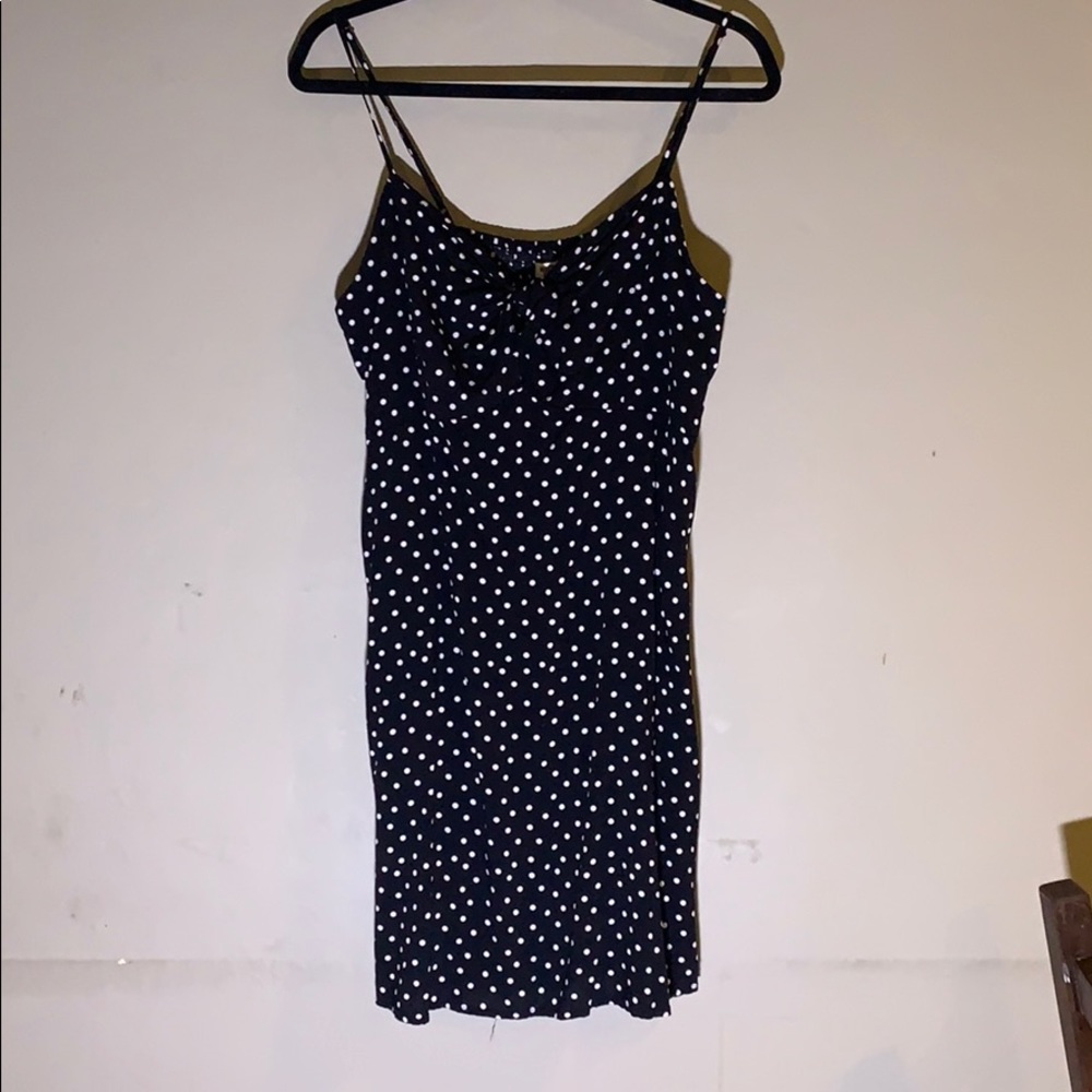 Black dress with white polka dots